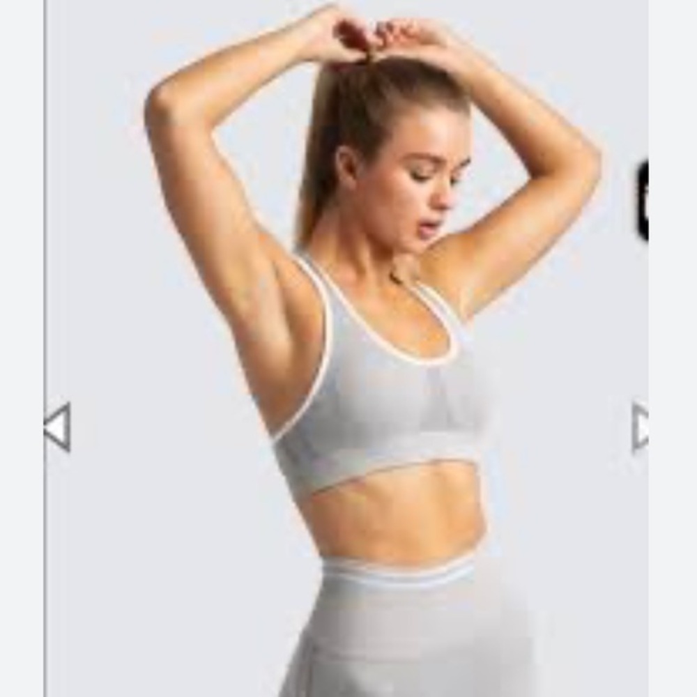 Puma Grey & White Sports Bra With Light Padding